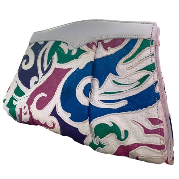 Vintage 90s BRACCIALINI Leather Clutch - Picture 5 of 10